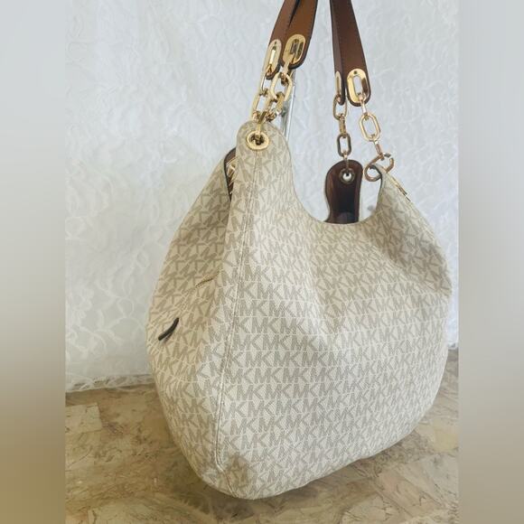 MICHAEL KORS Vanilla crossgrain leather hobo chain shoulder bag - Picture 4 of 9